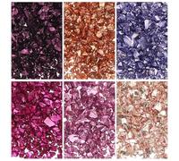 sourcing map 6 Colors Crushed Glass Chips, 1-3mm Irregular Glitter Metallic Glass Broken Glasses Pieces with Laser Bag for Craft DIY Vase Epoxy Halloween Decoration 33g, Pink Color Series