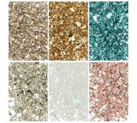 sourcing map 6 Colors Crushed Glass Chips, 1-3mm Irregular Glitter Metallic Glass Broken Glasses Pieces with Laser Bag for Craft DIY Vase Epoxy Halloween Decoration 33g, Gold Color Series