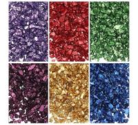 sourcing map 6 Colors Crushed Glass Chips, 1-3mm Irregular Glitter Metallic Glass Broken Glasses Pieces with Laser Bag for Craft DIY Vase Epoxy Halloween Decoration 32g, Multicolored