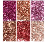 sourcing map 6 Colors Crushed Glass Chips, 1-3mm Irregular Glitter Metallic Glass Broken Glasses Pieces with Laser Bag for Craft DIY Vase Epoxy Halloween Decoration 32g, Red Color Series