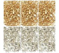 sourcing map 6 Colors Crushed Glass Chips, 1-3mm Irregular Glitter Metallic Glass Broken Glasses Pieces with Laser Bag for Craft DIY Vase Epoxy Halloween Decoration 34g, Solid Color