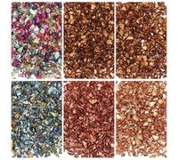 sourcing map 6 Colors Crushed Glass Chips, 1-3mm Irregular Glitter Metallic Glass Broken Glasses Pieces with Laser Bag for Craft DIY Vase Epoxy Halloween Decoration 31g, Brown Color Series