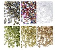 sourcing map 6 Colors Crushed Glass Chips, 1-4mm Irregular Glitter Metallic Glass for Craft DIY Filler Epoxy Resin Decoration 28g Gold Tone Colorful Color Series