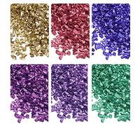 sourcing map 6 Colors Crushed Glass Chips, 1-4mm Irregular Glitter Metallic Glass for Craft DIY Jewelry Vase Epoxy Resin Decoration 28g Purple Color Series