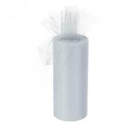 sourcing map 6 Inch 25 Yards Tulle Ribbon Rolls Pastel Netting Fabric Net Cloth for Gift Wrapping Christmas Wedding DIY Crafts, Silver Grey