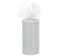 sourcing map 6 inch 50 Yards Tulle Ribbon Rolls Pastel Netting Fabric Net Cloth for Gift Wrapping Christmas Wedding DIY Crafts, Light Grey