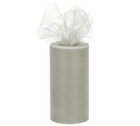 sourcing map 6 inch 50 Yards Tulle Ribbon Rolls Pastel Netting Fabric Net Cloth for Gift Wrapping Christmas Wedding DIY Crafts, Grey