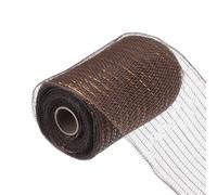 sourcing map 6 Inch Glitter Poly Burlap Mesh for Wreath, Decorative Mesh Fabric Ribbon 10 Yard for Fall Easter Christmas Flower Bow, Dark Brown & Gold