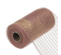 sourcing map 6 Inch Glitter Poly Burlap Mesh for Wreath, Decorative Mesh Fabric Ribbon 10 Yard for Fall Easter Christmas Flower Bow, Champagne & Gold
