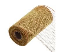 sourcing map 6 Inch Glitter Poly Burlap Mesh for Wreath, Decorative Mesh Fabric Ribbon 10 Yard for Fall Easter Christmas Flower Bow, Gold