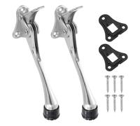 sourcing map 6 Inch Kickdown Door Stopper, One Touch Pedal Heavy Duty Door Stop Holder, Height-Adjustable Rubber Foot, (Silver, 2 Pack)