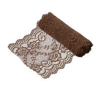 sourcing map 6 Inch Wide 3 Yard Elastic Lace Ribbon, Stretch Floral Pattern Lace Trim Embroidered Fabric for Sewing Making and DIY Crafts Gift Wrapping Bouquets Wedding Decor(Brown)