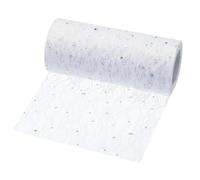 sourcing map 6 Inch Wide Lace Sequin Tulle Ribbon Rolls Glitter Netting Fabric 10 Yards for Skirt Sewing Christmas Wedding Gift, White