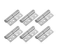 Sourcing Map 6 Pack 2-5/8" Carbon Steel Weldable Flag Hinges with Pre-Punched Hole, 360-Degree Rotation, Silver