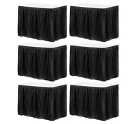 sourcing map 6 Pack Black Plastic Table Skirts, 29 in x 14 Ft Table Skirts for Rectangle Tables, Disposable Table Covers for Birthday Wedding Party