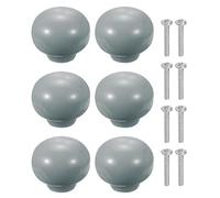 sourcing map 6 Pack Ceramic Cabinet Knobs, 1.3 Inch Round Ceramic Drawer Knob Dresser Pulls with Mounting Screws Knobs Modern Furniture Handles for Kitchen Closet Cupboard, Gray