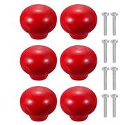 sourcing map 6 Pack Ceramic Cabinet Knobs, 1.3 Inch Round Ceramic Drawer Knob Dresser Pulls with Mounting Screws Knobs Modern Furniture Handles for Kitchen Closet Cupboard, Red
