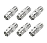 sourcing map 6 Pack Coaxial Cable Connector, F Female to BNC Female Adapter Extender 75 Ohm Nickel Plated F Type Coax Extension Coupler Convertor 27x10.5mm for CCTV Camera, Gaming Console