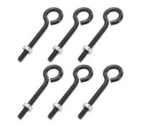 sourcing map 6 Pack Eye Bolts, M4 x 35mm 304 Stainless Steel Threaded EyeBolt Black Eye Hooks with Nut for Hanging or Securing Cables