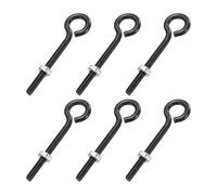 sourcing map 6 Pack Eye Bolts, M4 x 40mm 304 Stainless Steel Threaded EyeBolt Black Eye Hooks with Nut for Hanging or Securing Cables