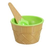 sourcing map 6 Pack Ice Cream Cups with Spoons, Reusable Plastic Ice Cream Bowls Candy Color Frozen Yogurt Dessert Bowl for Birthday Decorations Summer Holiday Supplies, Yellow Green