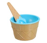 sourcing map 6 Pack Ice Cream Cups with Spoons, Reusable Plastic Ice Cream Bowls Candy Color Frozen Yogurt Dessert Bowl for Birthday Decorations Summer Holiday Supplies, Sky Blue