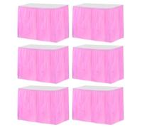 sourcing map 6 Pack Light Pink Plastic Table Skirts, 29 in x 14 Ft Table Skirts for Rectangle Tables, Disposable Table Covers for Birthday Wedding Party