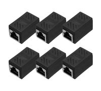 sourcing map 6 Pack RJ45 Ethernet Coupler, Female to Female Cat6 Coupler Ethernet Extension Adapter Network Connector for Cat8/Cat7/Cat6/Cat5e/Cat5,Black