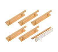 sourcing map 6 Pack Self-Stick Push Pull Helper, 6 Inch Plastic Adhesive Cabinet Handles Round Stick-on Handle for Kitchen Cabinet Window Sliding Closet Door Wardrobe(Light Wood Grain)