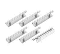 sourcing map 6 Pack Self-Stick Push Pull Helper, 6 Inch Plastic Adhesive Cabinet Handles Round Stick-on Handle for Kitchen Cabinet Window Sliding Closet Door Wardrobe(Silver)