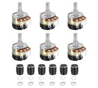 sourcing map 6 Pack WH138 Potentiometer 10K Ohm Single-Joint Variable Resistors 3 Terminals Linear Taper Rotary with Knob Cap for Audio Volume Control