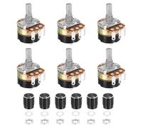 sourcing map 6 Pack WH138 Potentiometer 1M Ohm Single-Joint Variable Resistors 3 Terminals Linear Taper Rotary with Knob Cap for Audio Volume Control