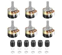 sourcing map 6 Pack WH138 Potentiometer 500K Ohm Single-Joint Variable Resistors 3 Terminals Linear Taper Rotary with Knob Cap for Audio Volume Control