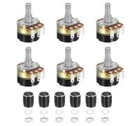 sourcing map 6 Pack WH138 Potentiometer 5K Ohm Single-Joint Variable Resistors 3 Terminals Linear Taper Rotary with Knob Cap for Audio Volume Control