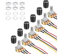 sourcing map 6 Pack WH148 Potentiometer B2K Ohm Single-Joint Variable Resistors 3 Terminals Linear Taper Rotary 20cm JST-XH2.54 Connector Wire With Knob Cap for Audio Volume Control
