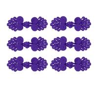 sourcing map 6 Pairs Chinese Knots Frog Buttons Closure Dark Purple Sewing Buttons Fasteners with Beads for DIY Sewing Coats Cloak Sweater Bridal Costume Outfit, 0.98x2.36 Inch