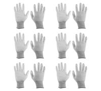 sourcing map 6 Pairs ESD Anti Static Gloves 21cm PU Coated High Resistance Carbon Fiber Computer Gloves for PC Computer Electronics Installation and Repair(Large), Grey