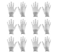 sourcing map 6 Pairs ESD Anti Static Gloves 21cm Thickened PU Coated High Resistance Carbon Fiber Computer Gloves for PC Computer Electronics Installation and Repair(Large), Grey