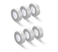 sourcing map 6 Pcs 0.6 Inch x 5.5 Yards Glitter Washi Tape Silver Crafting Tape Glitter Masking Tape Decorative Tape Self Adhesive Stick for Festival Decoration Scrapbooking,Planner,DIY