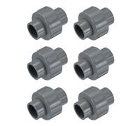 sourcing map 6 Pcs 1/2" Union PVC Coupling Pipe Fitting (Socket x Socket) PVC Slip Union Coupling Adapter Schedule 40, EPDM O-Ring, Grey