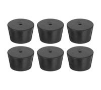 sourcing map 6 Pcs 1-Hole Rubber Stopper, Tapered Lab Seal Tube Stopper Plug for Test Tube Flasks Glass Containers Industry and Laboratories, 41x33x25mm Black