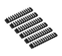 sourcing map 6 Pcs 12 Positions Terminal Block 300V 20A 9.5mm Pitch Dual Rows 12 Circuits DIN Row Screw Terminals Strip