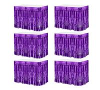 sourcing map 6 Pcs 29x108 Inch Dark Purple Metallic Foil Fringe Tinsel Table Skirts for Rectangle Tables Tinsel Backdrop Curtain for Wedding Birthday Party Decoration