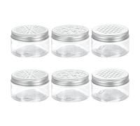 sourcing map 6 Pcs 3 Styles Empty Scent Beads Storage Container 3.4oz/100ml Air Freshener Tins Round Refillable Spice Containers Plastic Jars Sample for Travel Storage