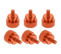 sourcing map 6 Pcs #6-32 x 7mm Knurled Thumb Screw Computer Case Threaded Hand Tighten Screws Aluminum Alloy for PC Case, Orange