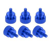 sourcing map 6 Pcs #6-32 x 7mm Knurled Thumb Screw Computer Case Threaded Hand Tighten Screws Aluminum Alloy for PC Case, Deep Blue