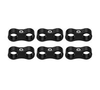 sourcing map 6 Pcs 6AN Hose Separator Clamp 14mm 9/16" ID Fuel Line Mounting Clamps Aluminum Hose Fitting Adapter Divider for Oil Hose Water Pipe Gas Line, Black
