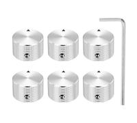 sourcing map 6 Pcs Aluminium Potentiometer Knobs, 1/4" (6mm) Universal Volume Tone Control Knobs for Guitar, Bass, Grid 5/8" Silver