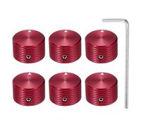 sourcing map 6 Pcs Aluminium Potentiometer Knobs, 1/4" (6mm) Universal Volume Tone Control Knobs for Guitar, Bass, Grid 5/8" Red