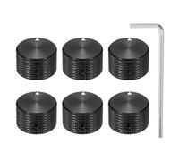 sourcing map 6 Pcs Aluminium Potentiometer Knobs, 1/4" (6mm) Universal Volume Tone Control Knobs for Guitar Accessories, Guitar, Bass, Grid 5/8" Black